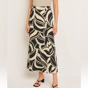 NWT NEW LOOK LINEN LIKE ABSTRACT  MIDI SKIRT 2